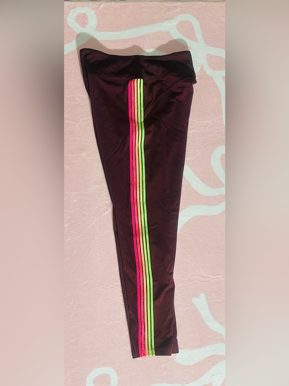 Burgundy ultimate Leggings with Neon Stripe